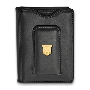 Solid 925 Sterling Silver with Gold-Toned University of South Carolina Black Leather Wal 